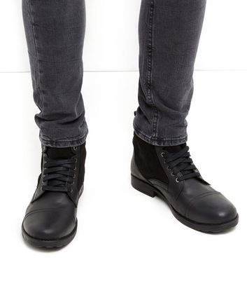 Black Leather Military Boots Add to Saved Items Remove from Saved Items